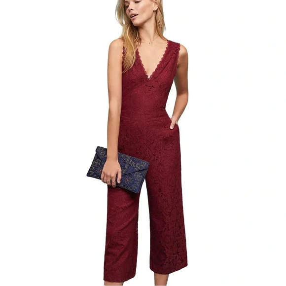 Anthropologie Greylin Farrah Cropped Lace Jumpsuit  Black Size XS - Picture 2 of 10